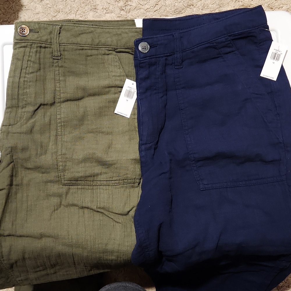 Old Navy Women's Slouchy Tapered Cotton Pants-2 pairs